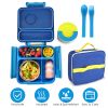 Kids Lunch Box Thermal Lunch Container with Insulated Storage Bag 2 Compartments Spoon Fork Case Food-safe Spill-resistant