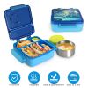 Kids Lunch Box Thermal Lunch Container with Insulated Storage Bag 2 Compartments Spoon Fork Case Food-safe Spill-resistant