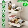 2Pcs Pull Out Cabinet Organizers Sliding Shelf Spice Rack Carbon Steel Roll Out Drawers Fixed with Adhesive Nano Film with Handle 55LBS Max Load