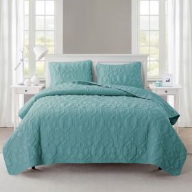 Queen Coastal Beach Starfish Seashell Seahorse Aqua Blue Teal 3-Piece Quilt Set