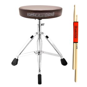 5 Core Drum Throne Comfortable Padded Stool Height Adjustable Music DJ Chair Heavy Duty Seat for Drummer Kids and Adults - DS CH BR