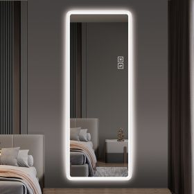 Full Length Mirror Lighted Vanity Body Mirror LED Mirror Wall-Mounted Mirror Big Size Rounded Corners, Bedroom,Living Room,Dressing Room Hotel