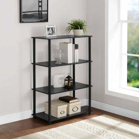 No Tools 4-Shelf Storage Bookcase, True Black Oak