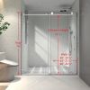 6076 Chrome frameless one fixed and one shifted Shower Door, 2 3/4inches 70MM 304 stainless steel large pulleys with adjustable soft closing function