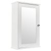 Single Door Mirror Indoor Bathroom Wall Mounted Cabinet Shelf White