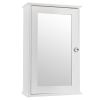 Single Door Mirror Indoor Bathroom Wall Mounted Cabinet Shelf White