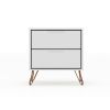 Manhattan Comfort Rockefeller 2.0 Mid-Century Modern 2-Drawer Nightstand in White