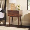 Mid-Century Modern 1-Drawer Solid Wood Nightstand – Walnut