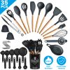 35Pcs Kitchen Cooking Utensils Set Spatula Set Baking Utensil Set Kitchen Accessories Necessities with Holder Egg Whisk Separator Tong Turner Spoons C