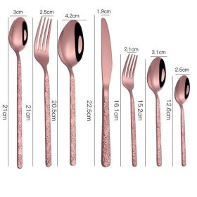 Embossed Textured Handle Steak Cutlery Western Cutlery (Option: Rose Gold-7PCS)