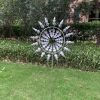 30cm/11.81in Courtyard Garden Lawn Outdoor Decoration, Unique Wind Collector Magic Kinetic Energy Metal Windmill Spinner Solar Wind Catcher