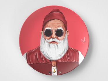 Santa Claus // 10" Round Plate // Christmas Gift Idea (Set: Set of 4)