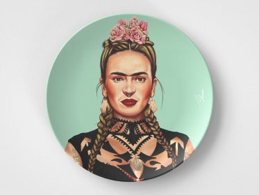 Frida Kahlo // 10" Round Plate // Famous Artist Gift Idea (Set: Set of 4)