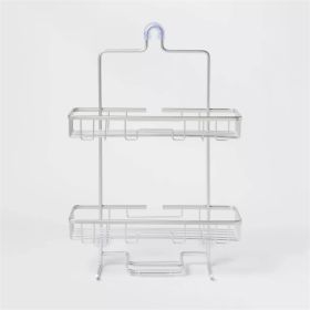 Wide Rustproof Shower Caddy with Lock Top Aluminum (Color: White)