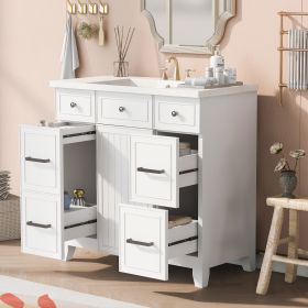 36" Bathroom Vanity Cabinet with Sink Top Combo Set, Single Sink, Shaker Cabinet with Soft Closing Door and Drawer (Color: White)