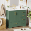 36-inch Traditional Bathroom Vanity with Resin Sink Combo Set,Bathroom Cabinet with Two Doors and Four Drawers