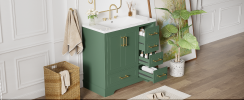 36-inch Traditional Bathroom Vanity with Resin Sink Combo Set,Bathroom Cabinet with Two Doors and Four Drawers