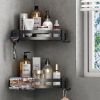 Shower Corner Shelf Caddy 2 Pack shower Organizer Corner No Drill Shower Storage Rust Proof Bathroom Corner Wall Shelf shampoo holder Silver