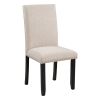 Faux Marble 5-Piece Dining Set Table with 4 Thicken Cushion Dining Chairs Home Furniture, White/Beige+Black