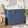 36-inch Traditional Bathroom Vanity with Resin Sink Combo Set,Bathroom Cabinet with Two Doors and Four Drawers