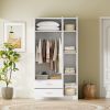 3-Door Mirror Wardrobe with 2 Drawers and Top Cabinet