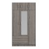 3-Door Mirror Wardrobe with 2 Drawers and Top Cabinet